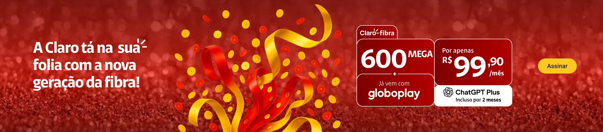 Imagem com informações sobre a oferta em destaque da Claro.