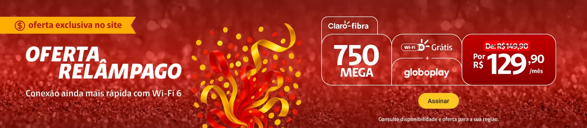 Imagem com informações sobre a oferta em destaque da Claro.