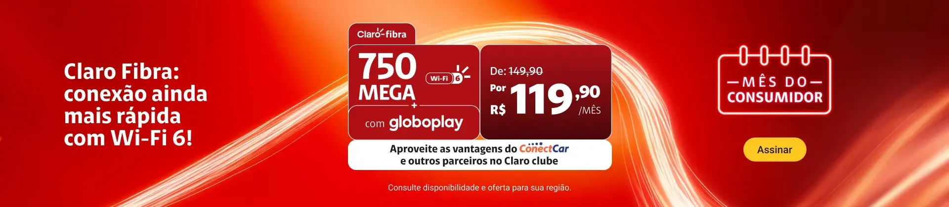 Imagem com informações sobre a oferta em destaque da Claro.