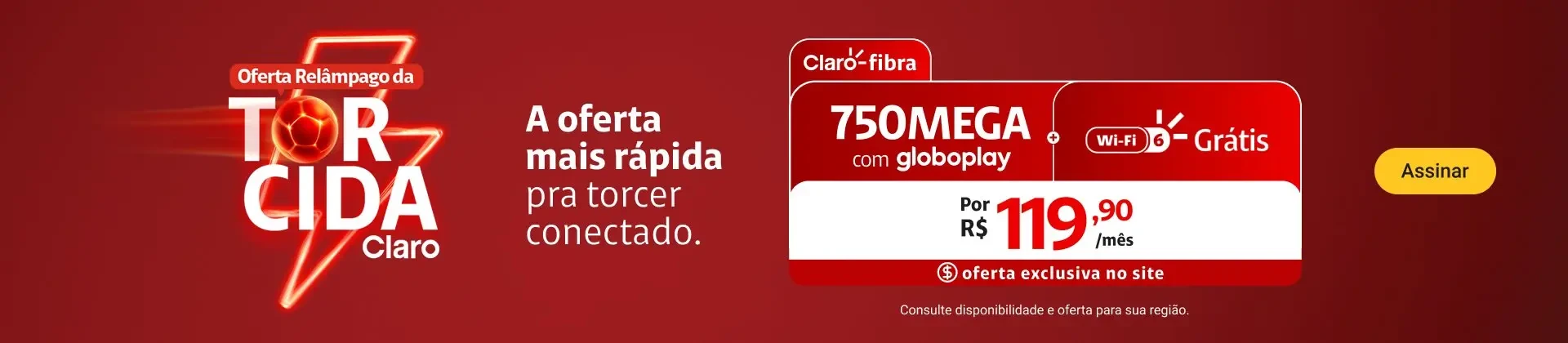 Imagem com informações sobre a oferta em destaque da Claro.