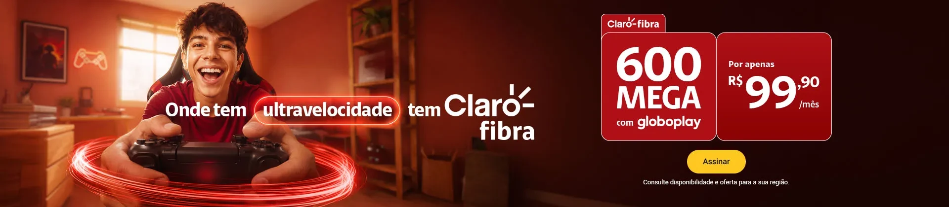 Imagem com informações sobre a oferta em destaque da Claro.