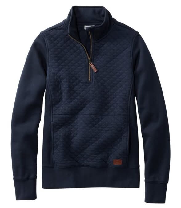 L.L.Bean-Quilted Sweatshirt 1/4 Zip Pullover Long-Sleeve - Women's