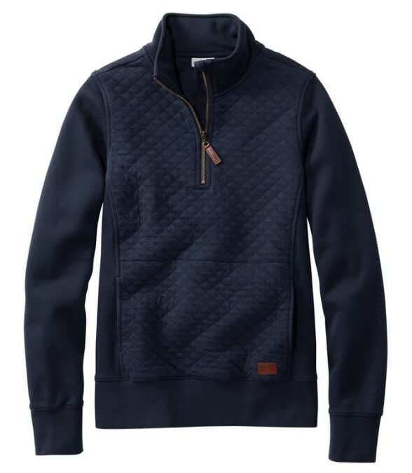L.L.Bean-Quilted Sweatshirt 1/4 Zip Pullover Long-Sleeve Plus - Women's