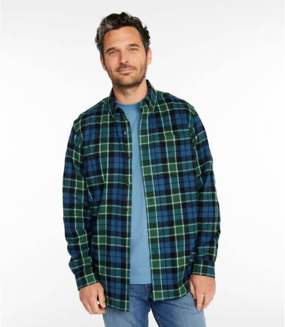 L.L.Bean-Long-Sleeve Scotch Plaid Flannel Shirt - Men's