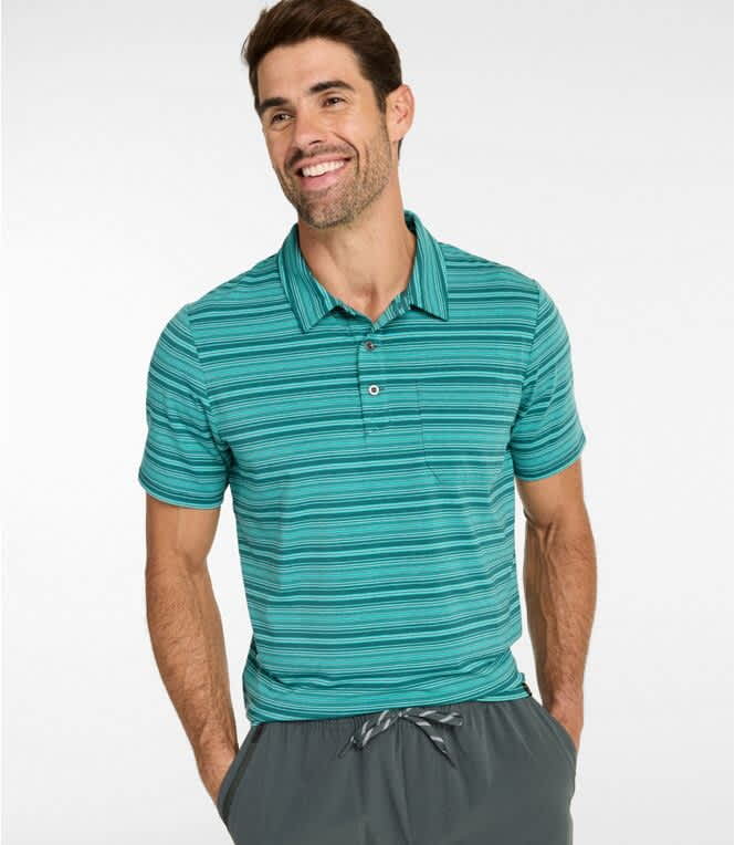 L.L.Bean-Everyday Sunsmart Polo Short Sleeve 2.0 Stripe Men