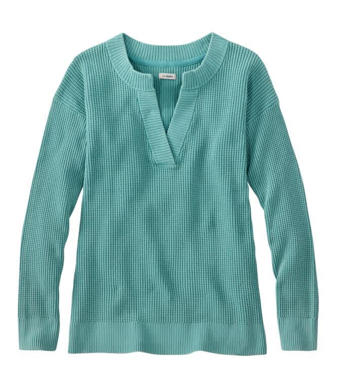 L.L.Bean-Sunwashed Waffle Splitneck Sweater - Women's