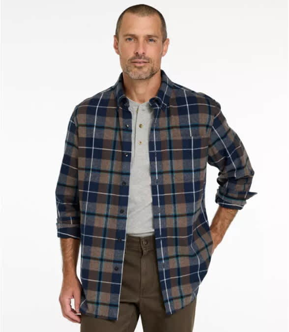 L.L.Bean-Long-Sleeve Scotch Plaid Flannel Shirt - Men's