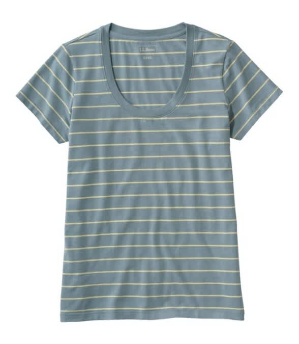 L.L.Bean-Soft Stretch Supima Tee Scoopneck Short Sleeve Stripe - Women's