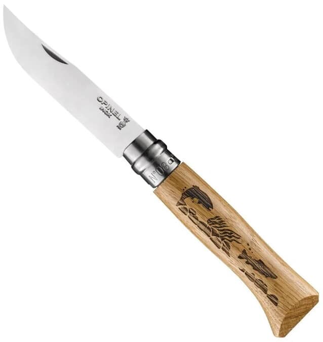 OPINEL-No. 08 Oak Engraved Handle Folding Knife - Animalia