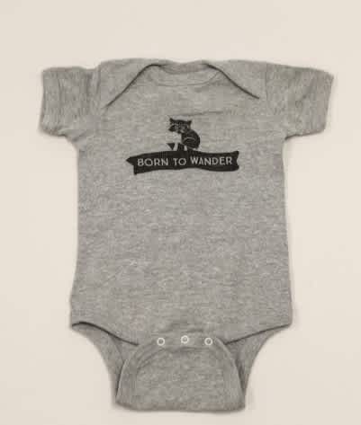 Wanderlust Outfitters-Racoon Born to Wander Onesie