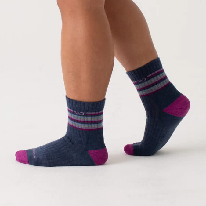 WIDE OPEN-Multi Stripe Midweight Micro Crew Sock - Women's
