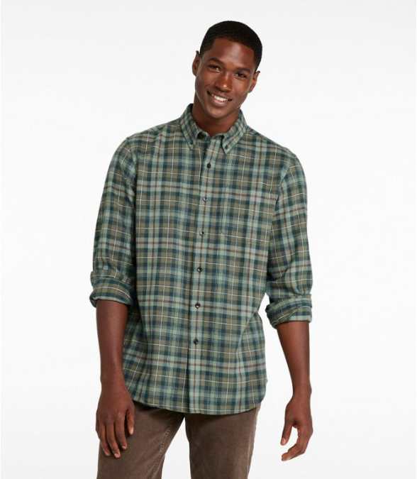 L.L.Bean-Long-Sleeve Scotch Plaid Flannel Shirt Tall - Mens