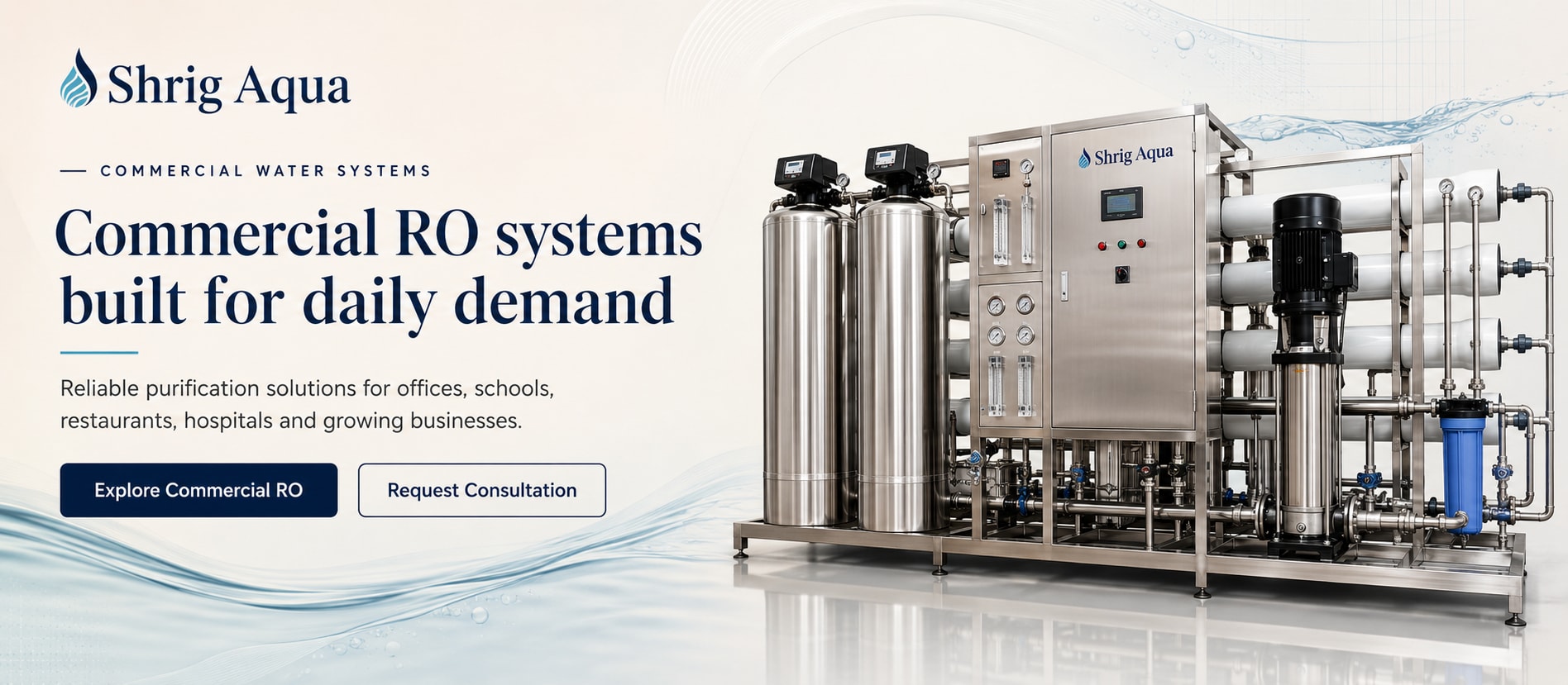 Commercial RO plant and water cooler solutions for businesses and institutions