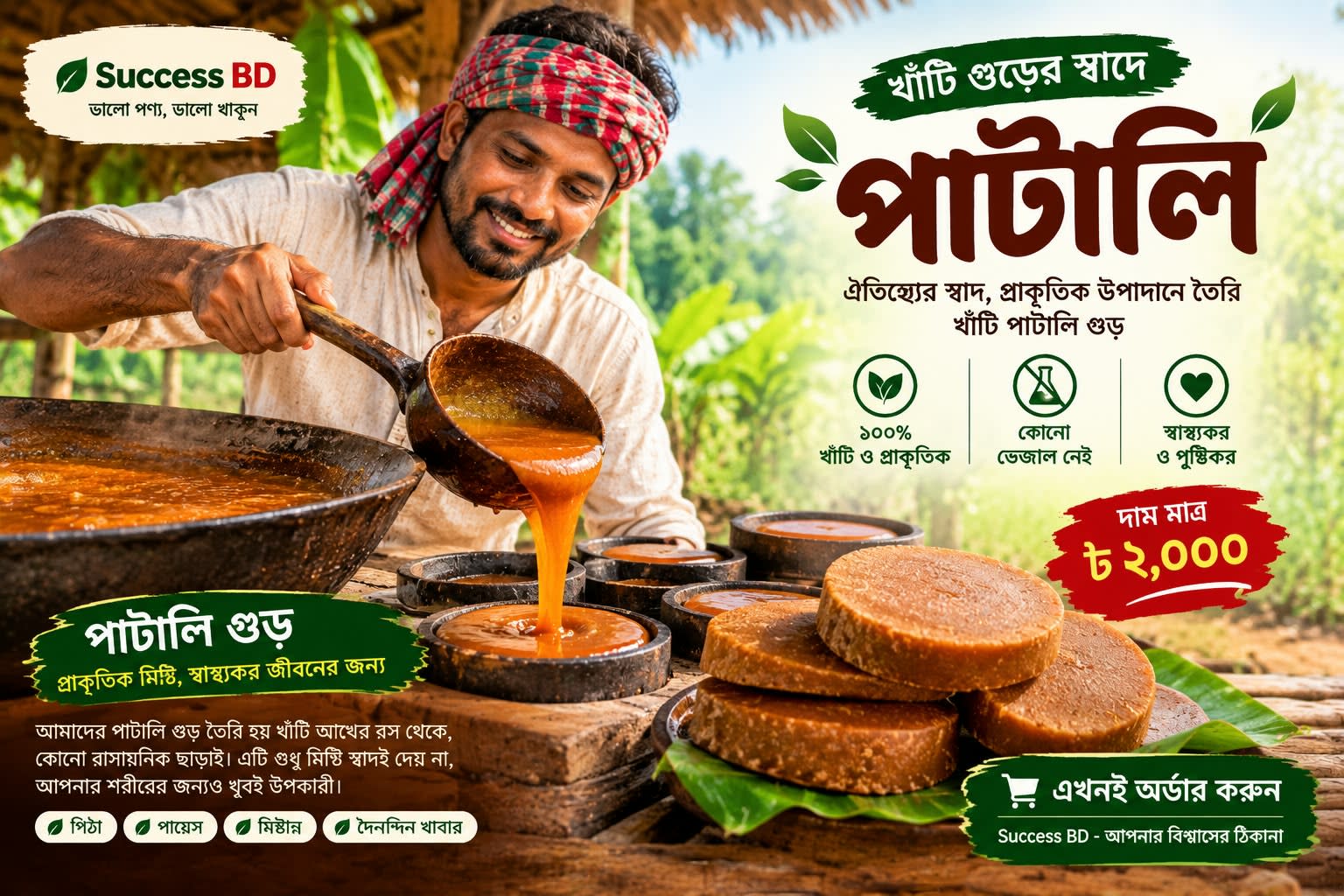 "খাঁটি পাটালি গুড় | 100% খাঁটি, দাম ২,০০০ টাকা — Success BD