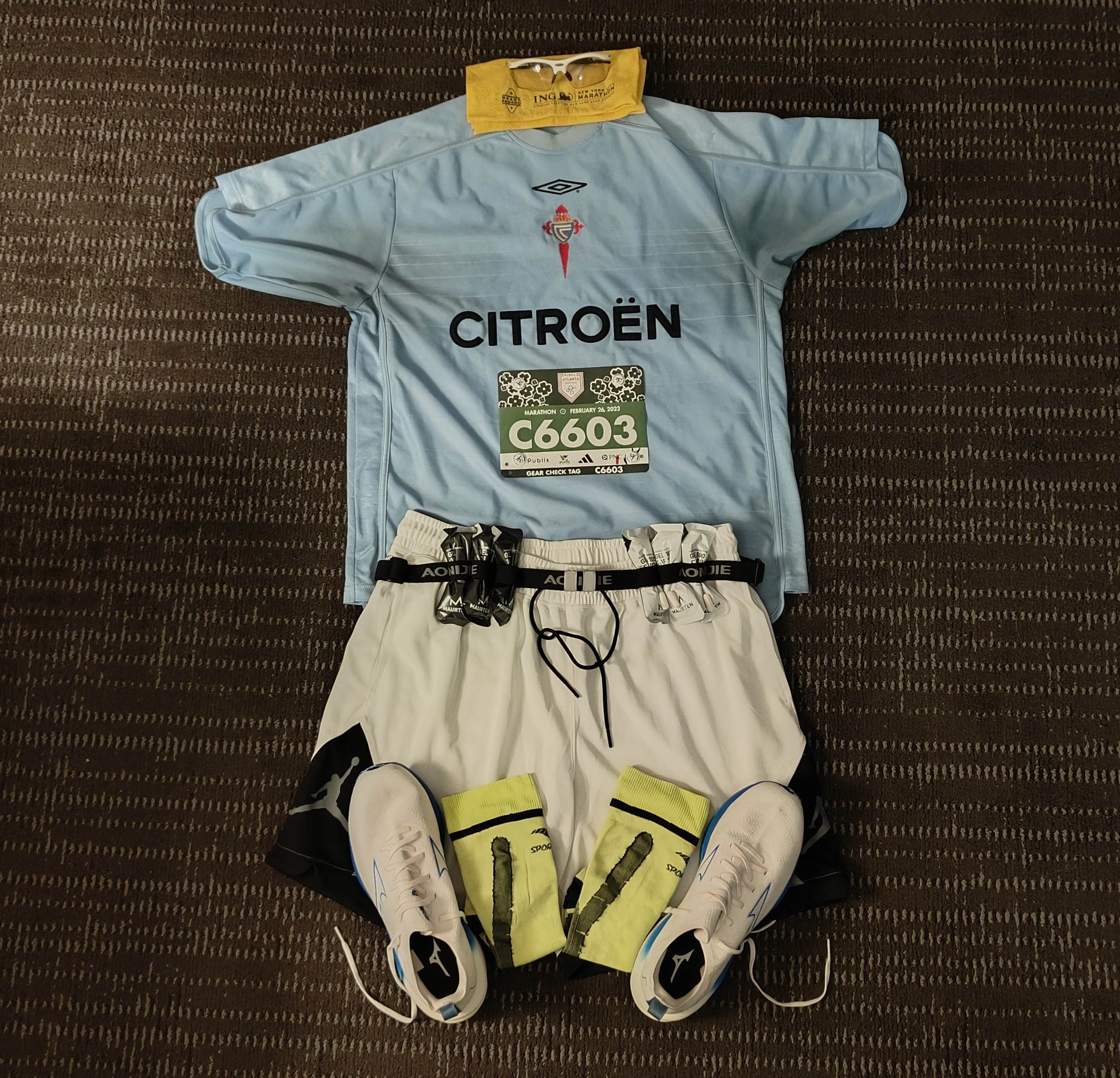 Dorsal C6603 y equipación preparada para el Publix Atlanta Marathon