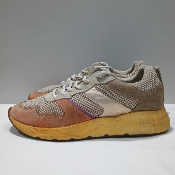 Retro Chunky Mesh & Suede Lifestyle Sneakers - Dusty Pink / Grey