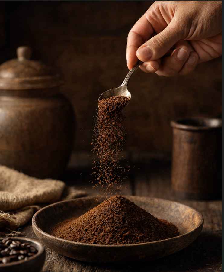 Đong bột cà phê trước khi pha