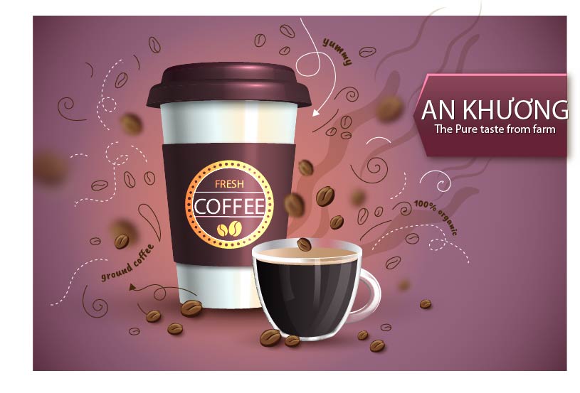 Thiết kế quảng cáo ly cà phê An Khương / Fresh Coffee.