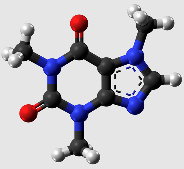 Cùng nội dung cấu trúc phân tử caffeine như #104; phiên bản PNG