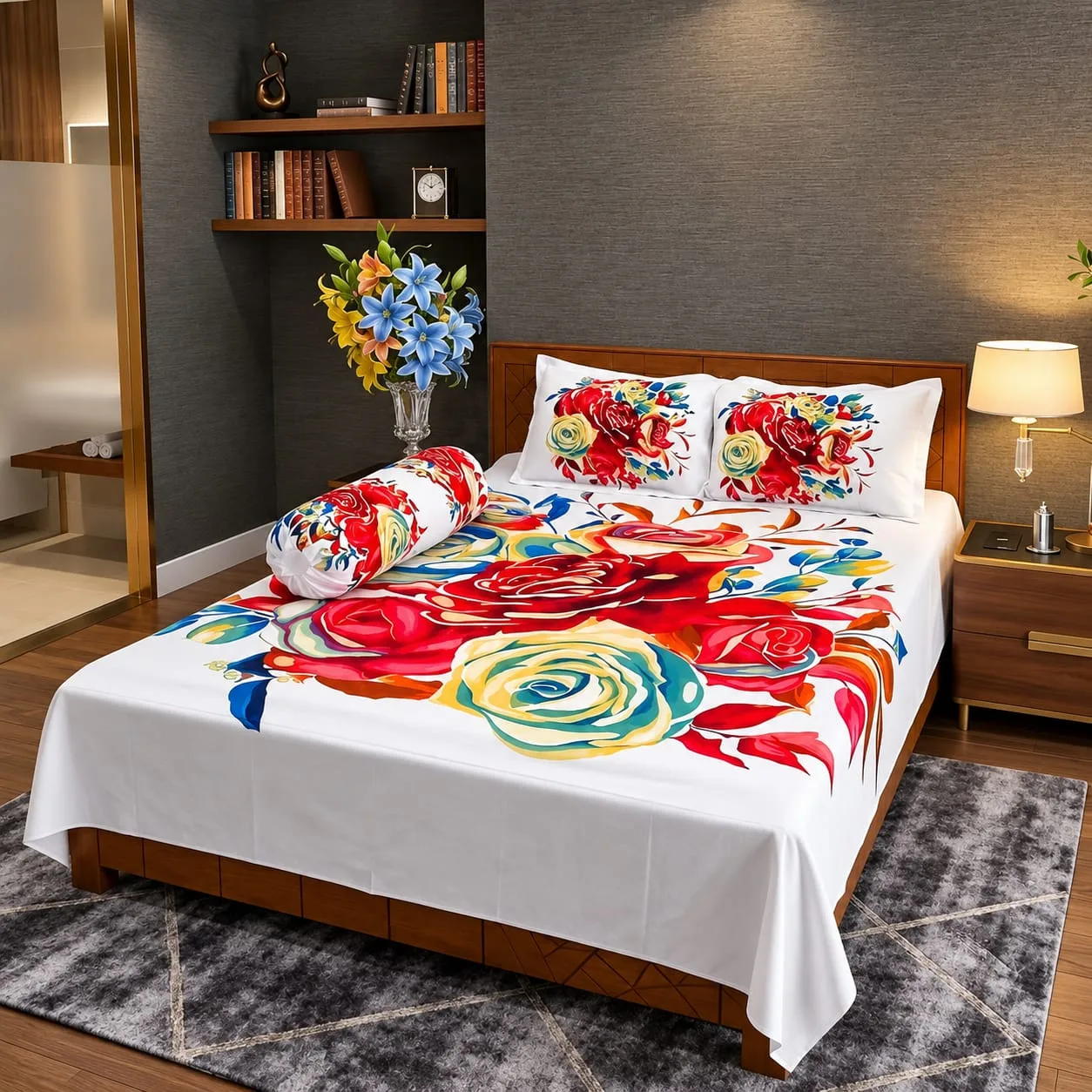 Luxury King size Bed Sheet with Matching Pillow covers