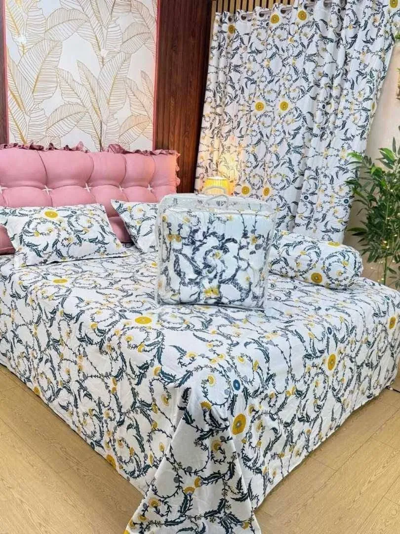 Premium Quality Twill Cotton Comforter 5 Pcs Set