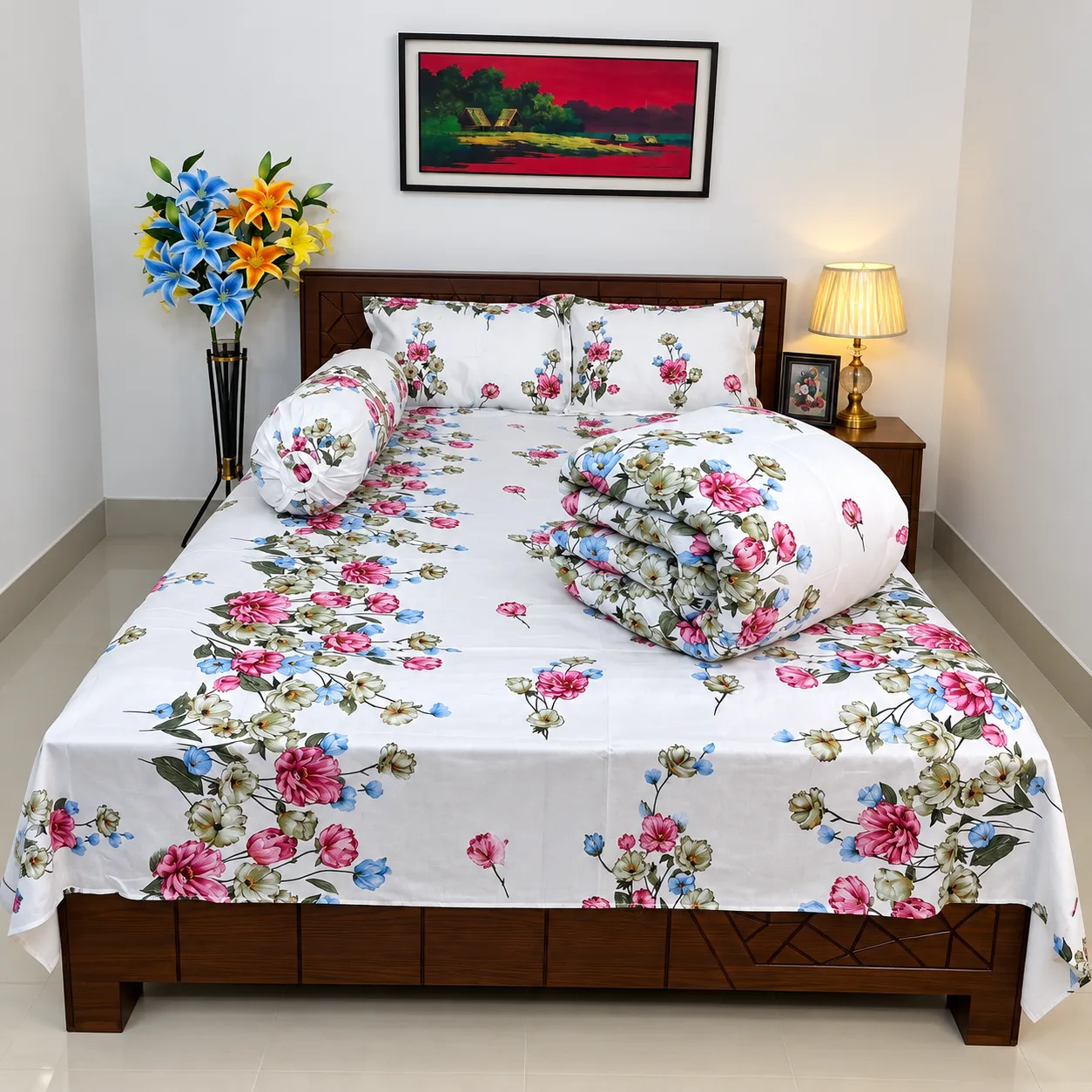 Premium Quality Twill Cotton Comforter 5 Pcs Set