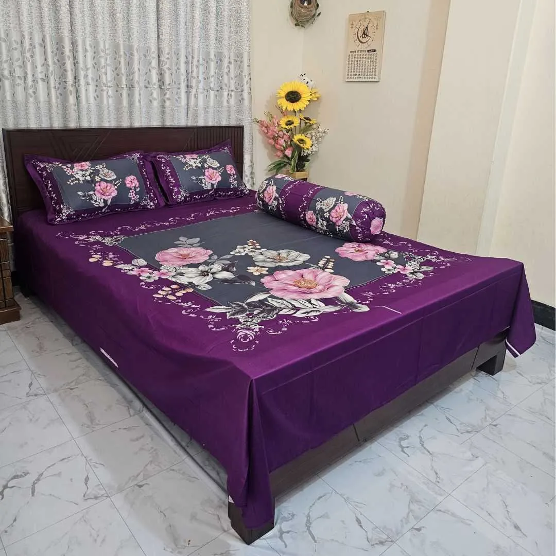 Luxury King size Bed Sheet with Matching Pillow covers 2