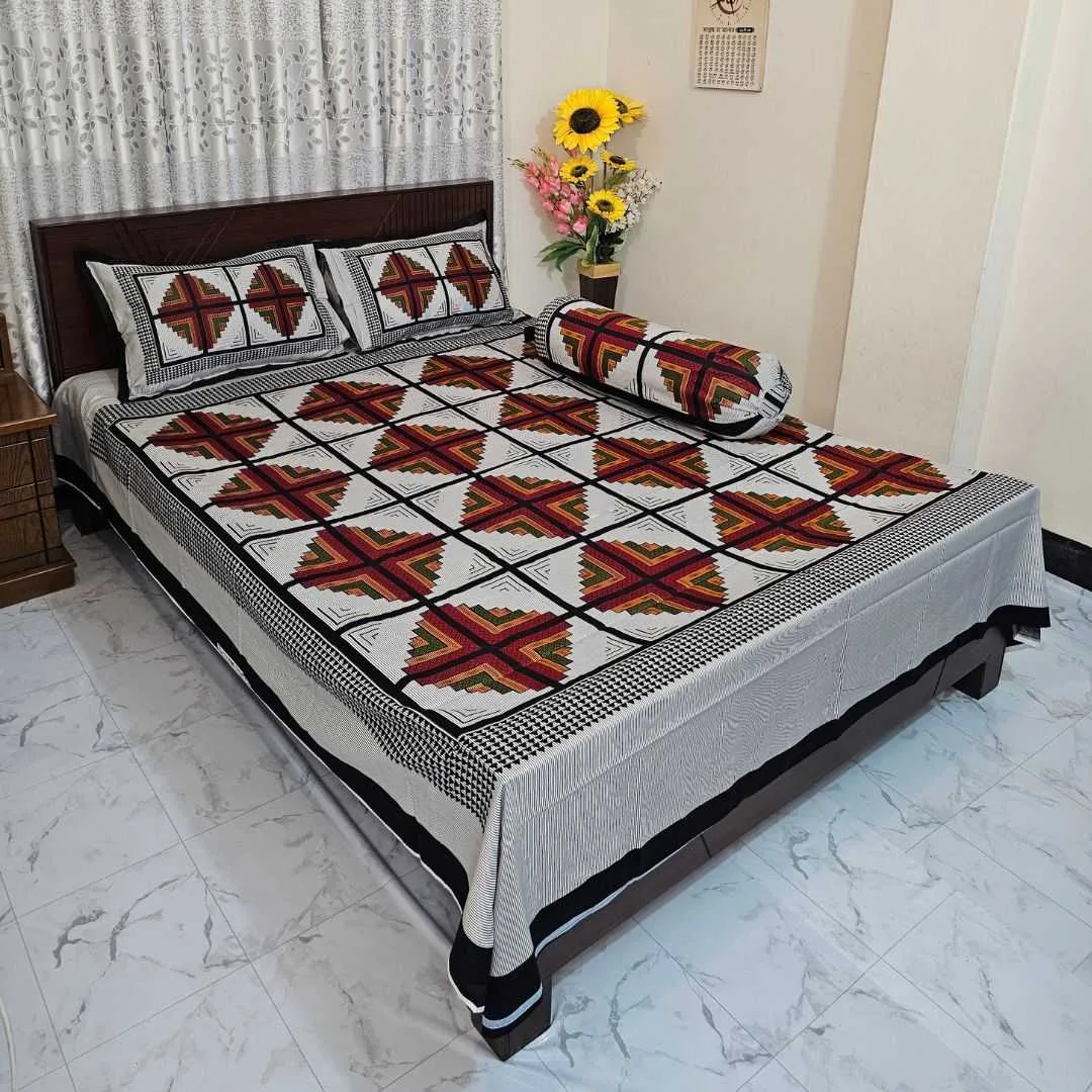 Luxury King size Bed Sheet with Matching Pillow covers 2