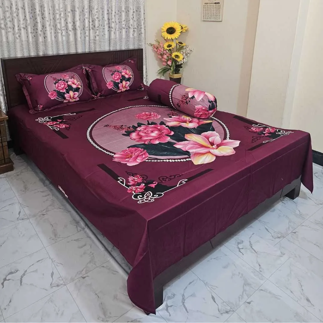Luxury King size Bed Sheet with Matching Pillow covers 2