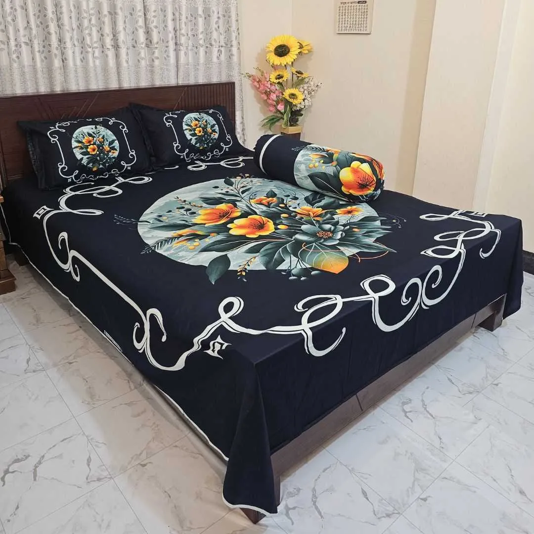 Luxury King size Bed Sheet with Matching Pillow covers 2