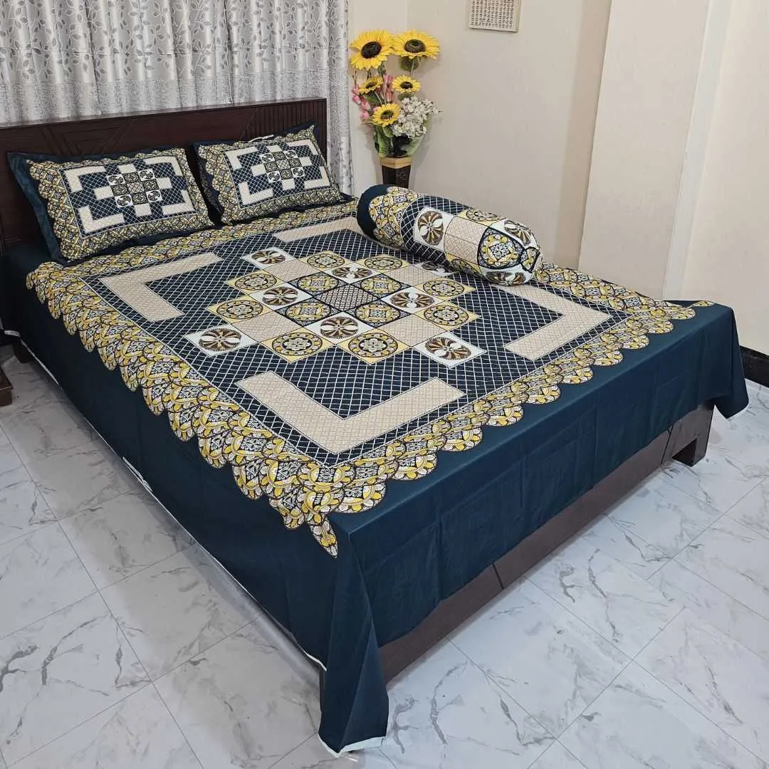 Luxury King size Bed Sheet with Matching Pillow covers 2