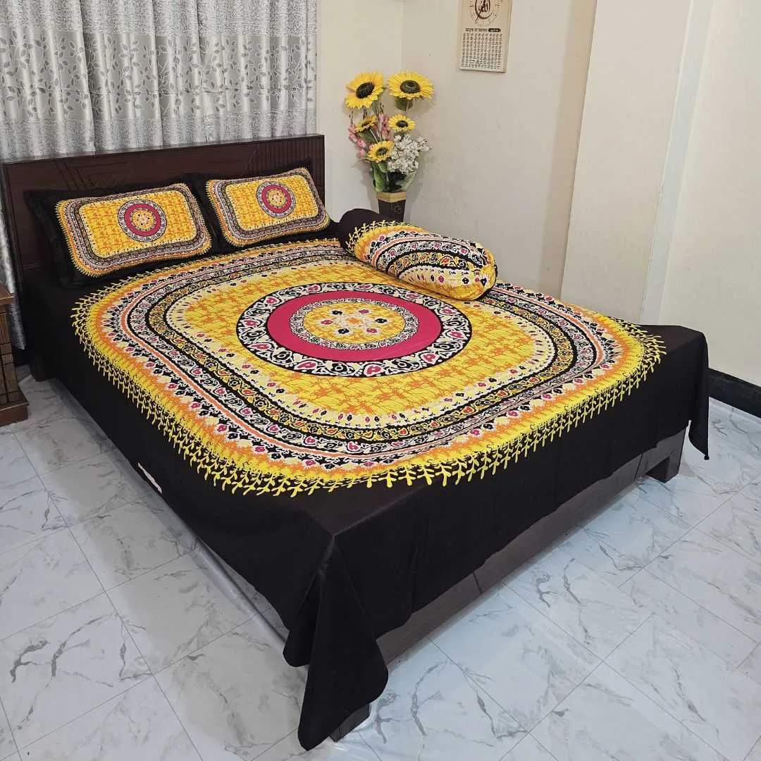 Luxury King size Bed Sheet with Matching Pillow covers 2