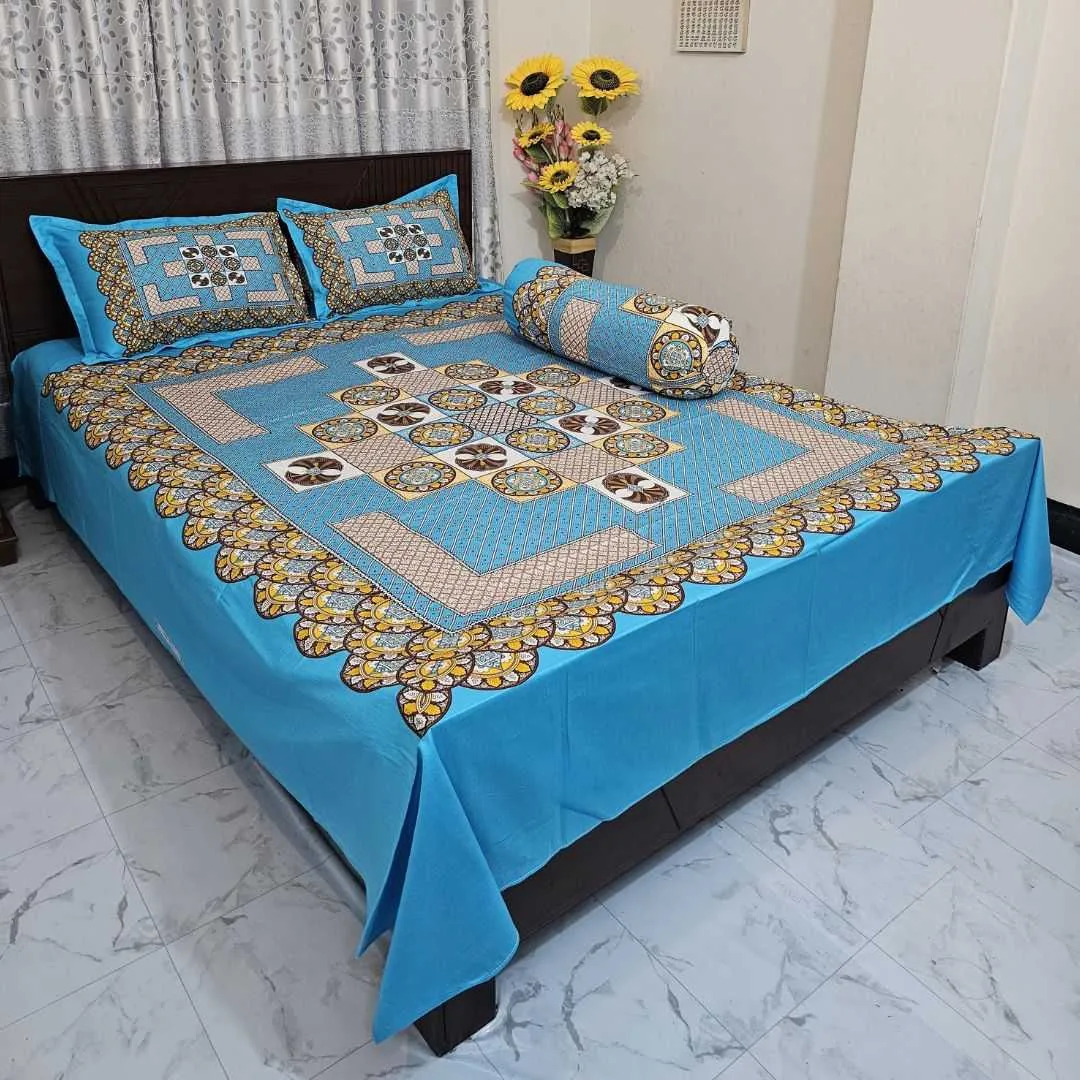 Luxury King size Bed Sheet with Matching Pillow covers 2