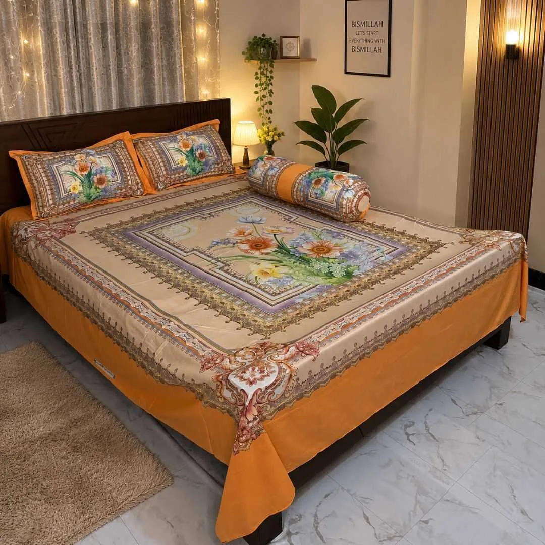Luxury King size Bed Sheet with Matching Pillow covers 2