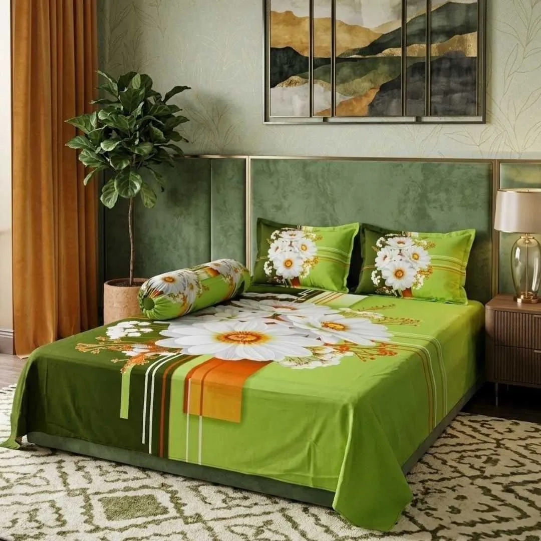 Luxury King size Bed Sheet with Matching Pillow covers 2