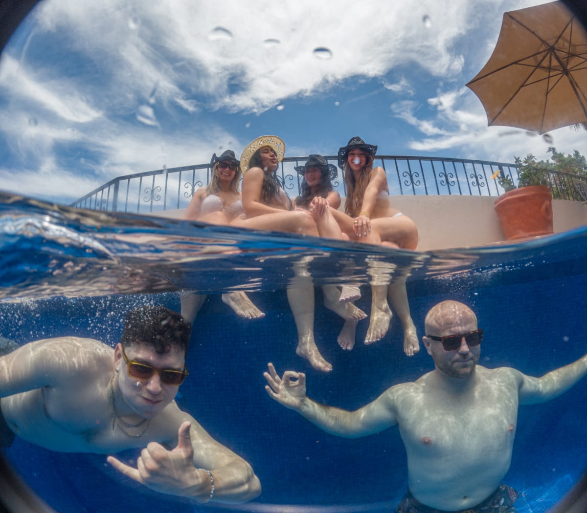 Friends on the water in Cabo at golden hour
