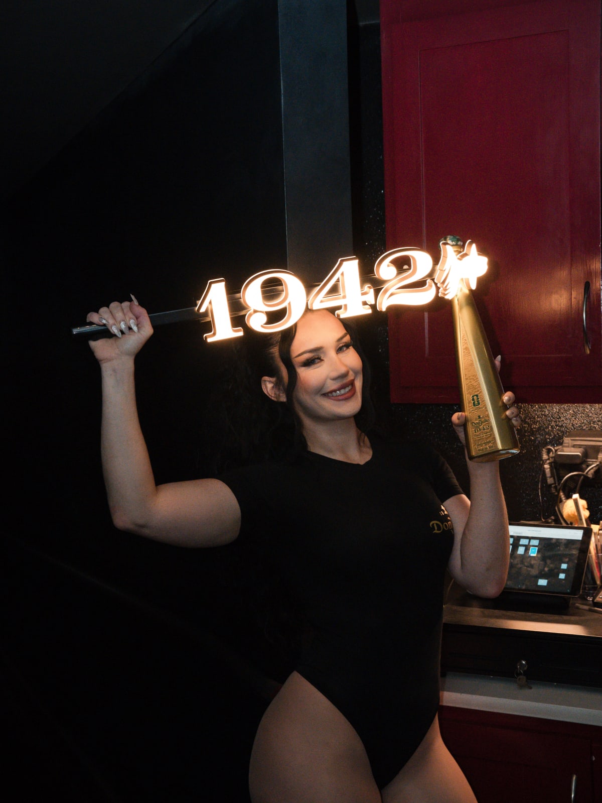 Lit 1942 sign carried bar-side