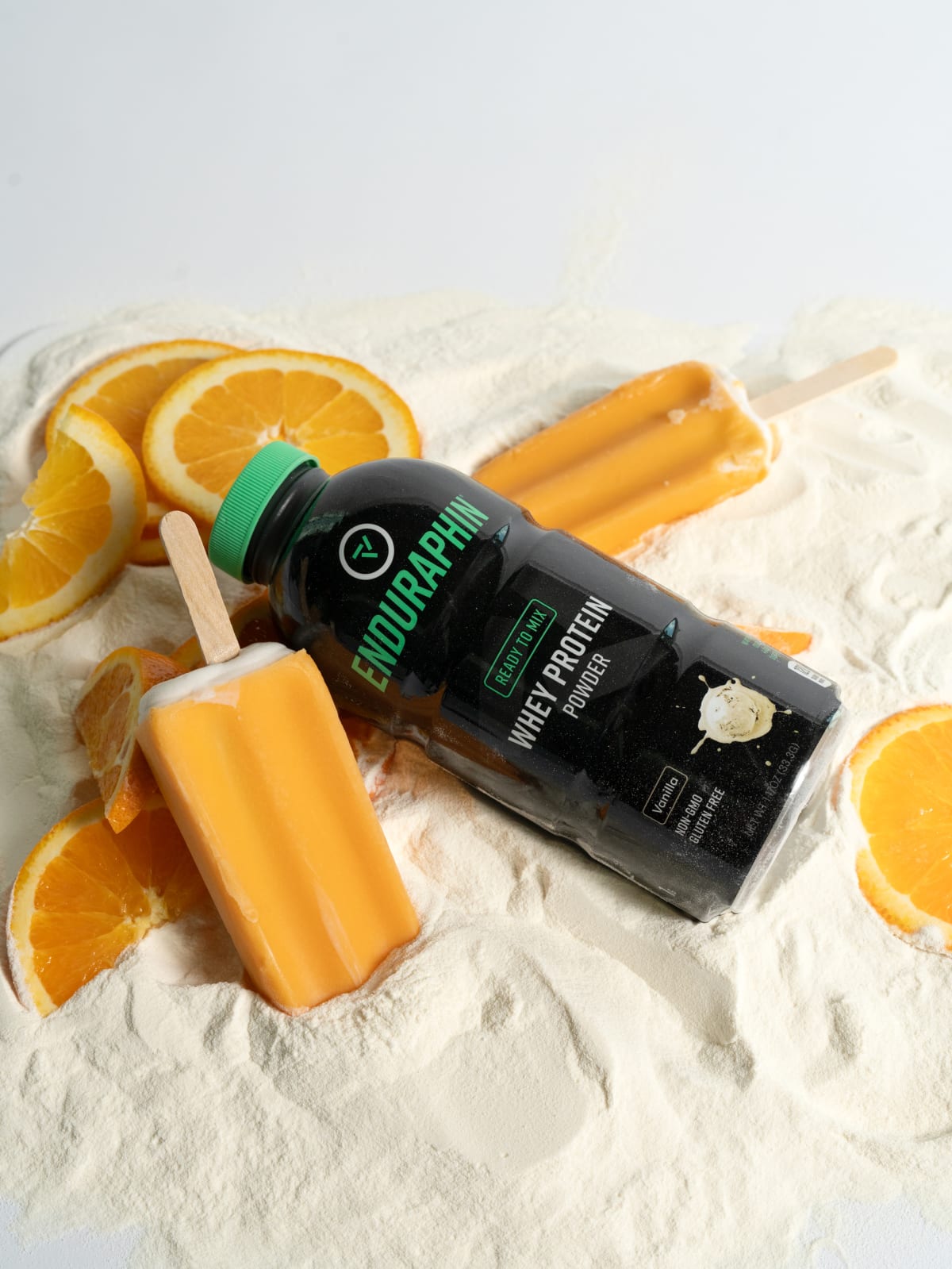 Enduraphin bottle among frozen citrus pops