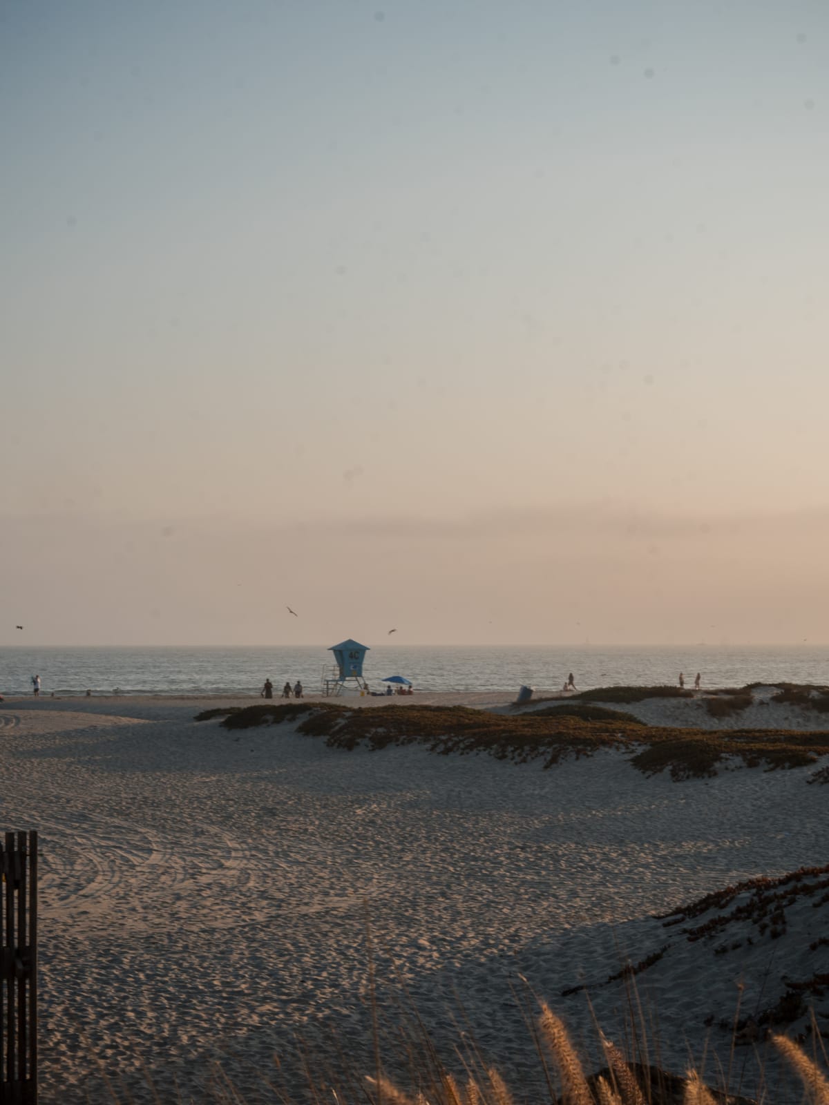 Hazy evening light over the lifeguard tower at Coronado Beach