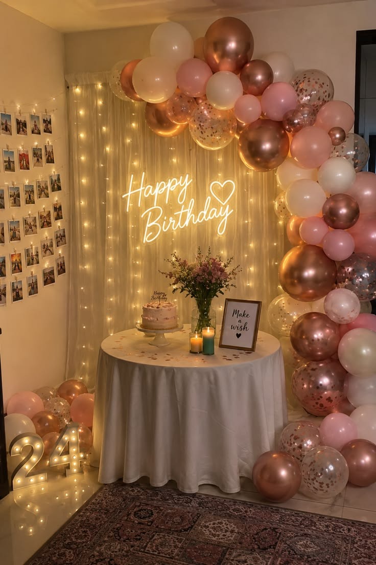 Rose Gold Birthday Setup