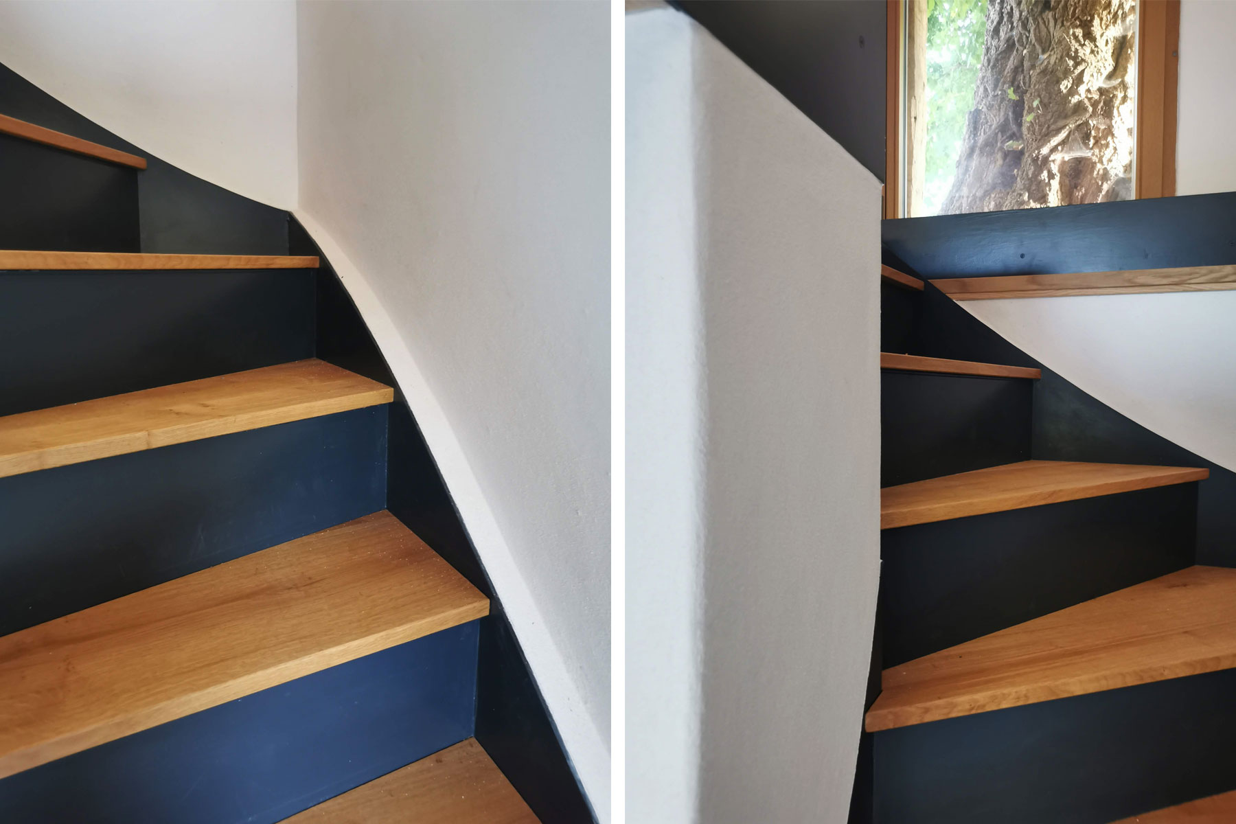 Stahltreppe mit Holzauftritt