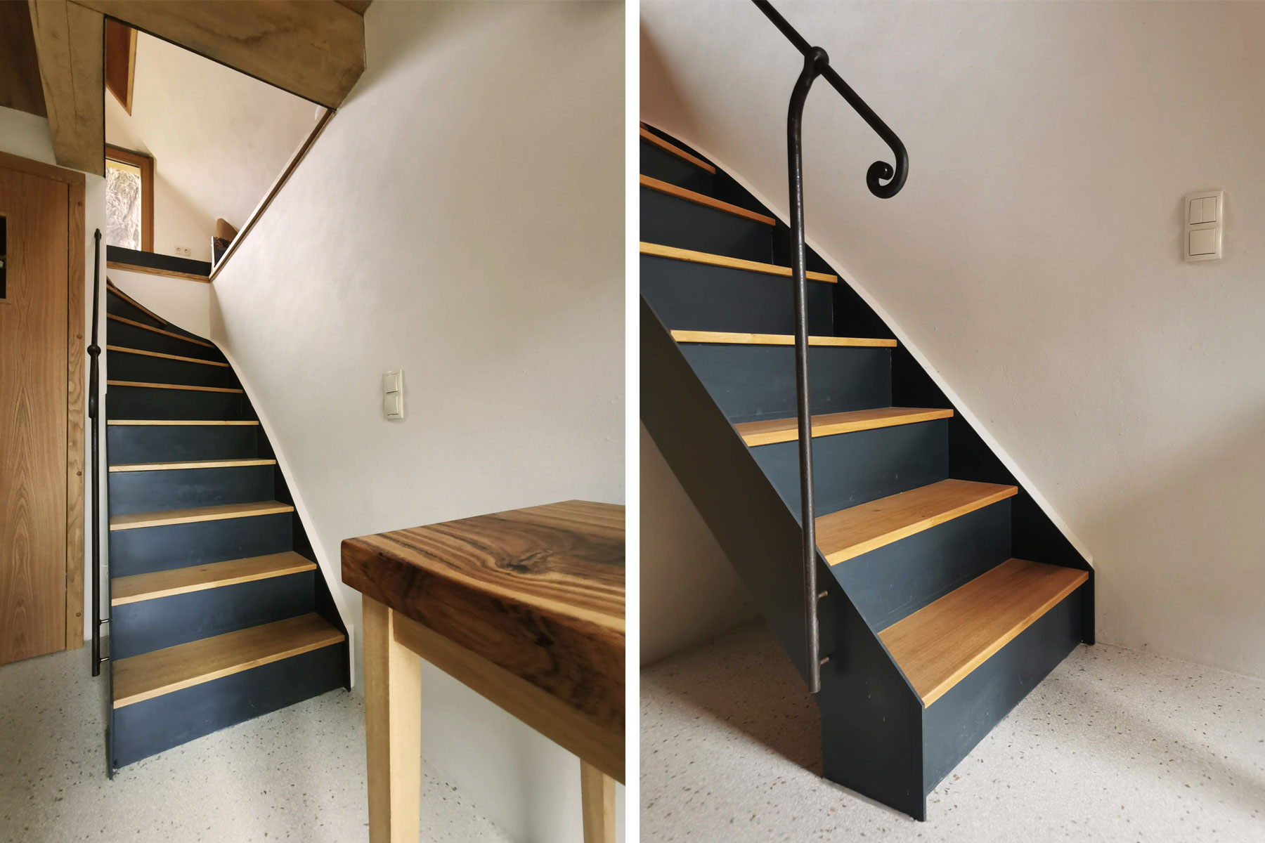 Stahltreppe mit Holzauftritt