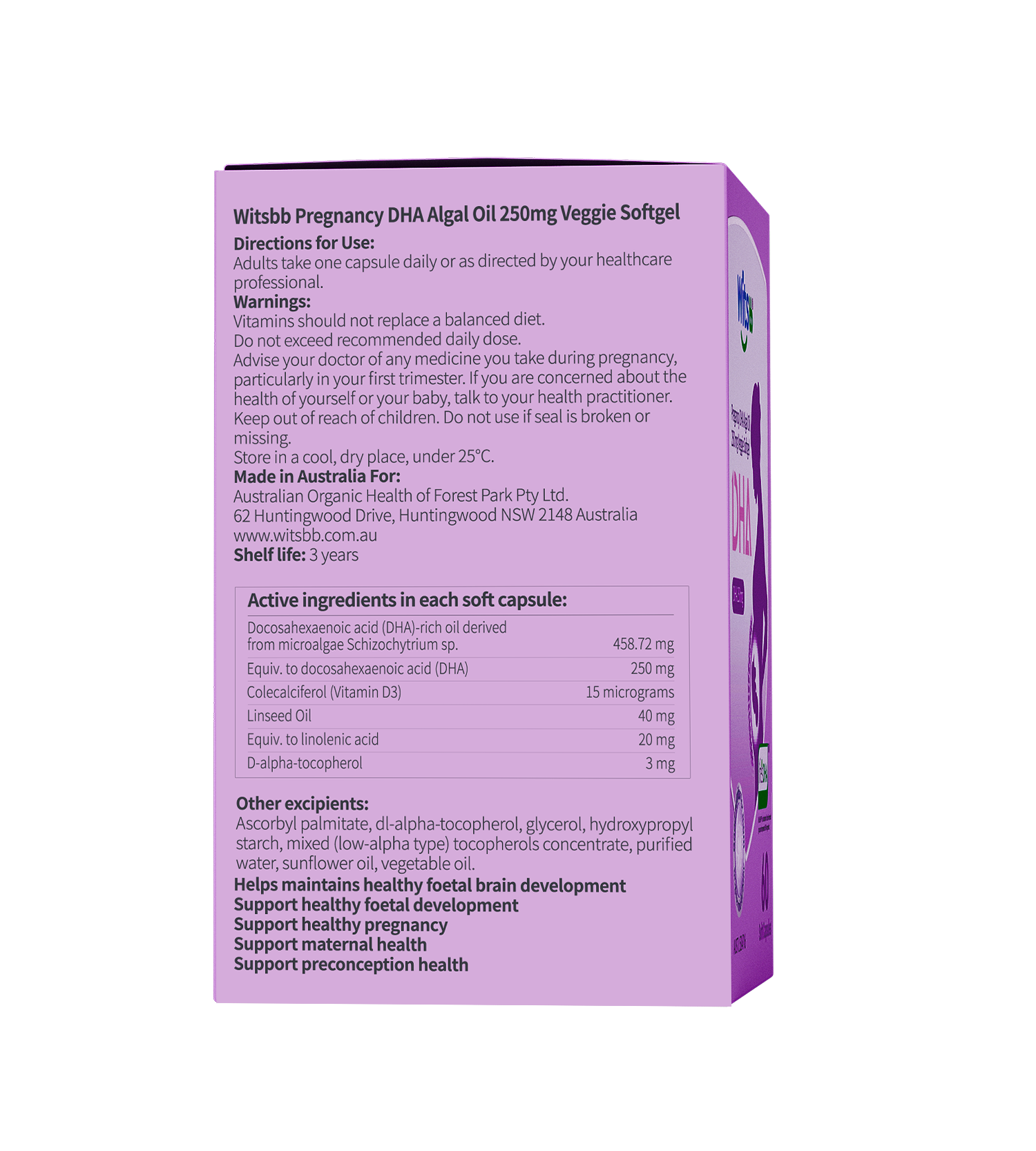 Witsbb Pregnancy DHA Algal Oil view 3