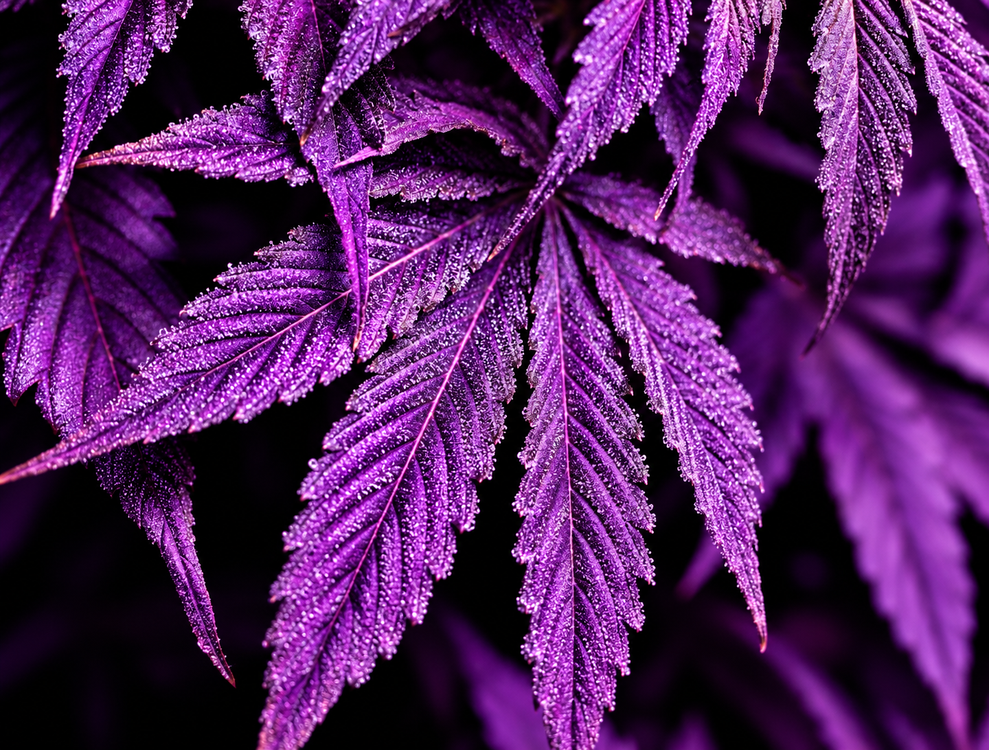 Frosted purple cannabis leaves