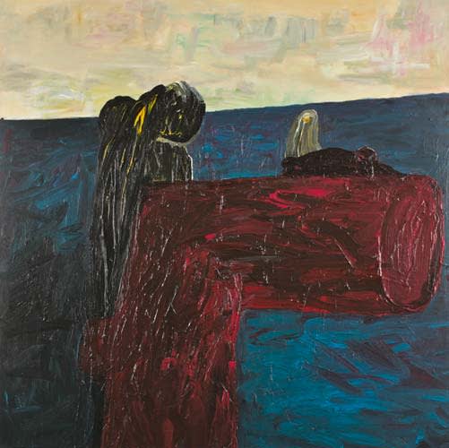 Drifters 2008 acrylic on canvas 100x100cm - Painting by Wojciech Nowikowski