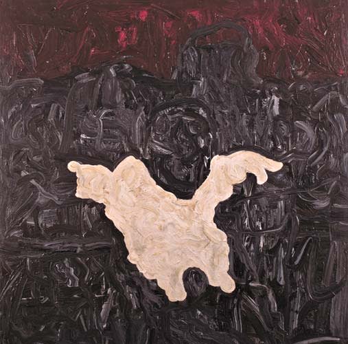 Icarus 2008 acrylic on canvas 100x100cm - Painting by Wojciech Nowikowski