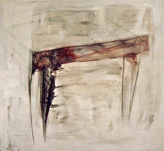 untitled 1989 mixed media on canvas 142x152cm - Painting by Wojciech Nowikowski