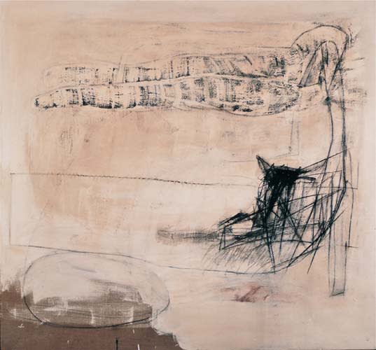 untitled 1989 mixed media on canvas 142x152cm - Painting by Wojciech Nowikowski