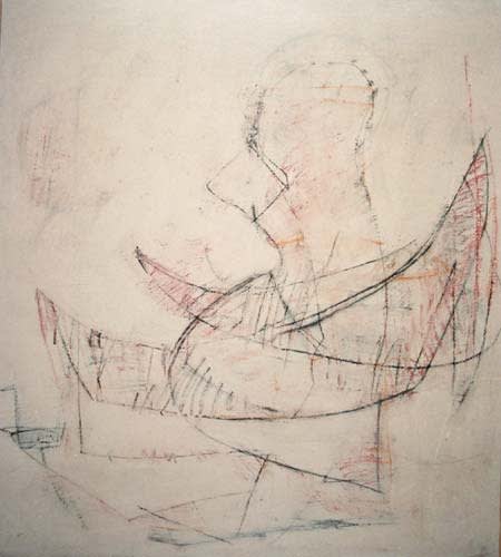 untitled 1988 mixed media on paper 142x130cm - Painting by Wojciech Nowikowski