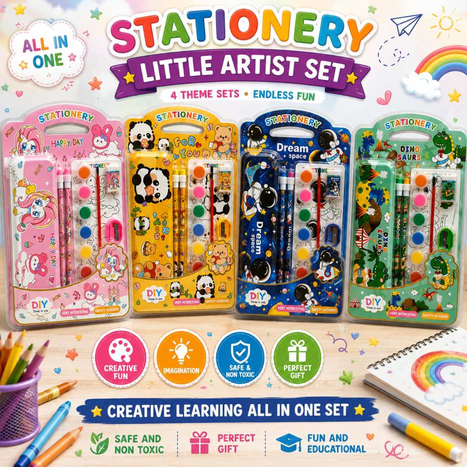 Little Artist 4-in-1 Creative Stationery Set – Kids Art & Activity Kit
